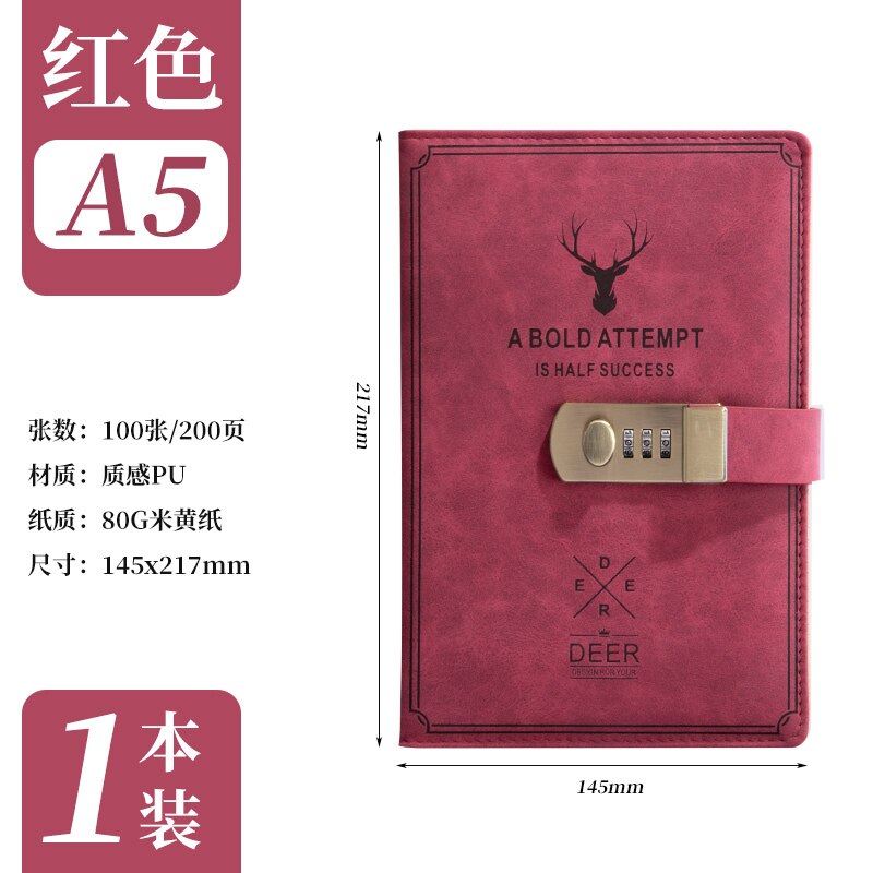 Diary Super Thick Notes Password Lock Journal Business Office School Supplies Sketch Stationery Notebook Daily Work Page Notepad