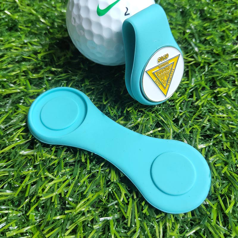 Silikone golfhat klip bold markør holder med stærk magnet fastgøres til din lomme kant bæltetøj golftilbehør: Blå