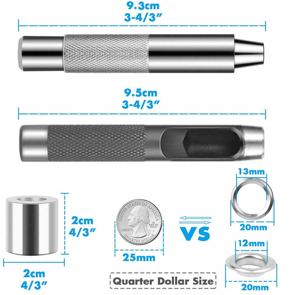 120 Sets 12mm Grommet Eyelets Kit Include Grommets Eyelets and Grommet Setting Tool with Storage Box For DIY Sewing