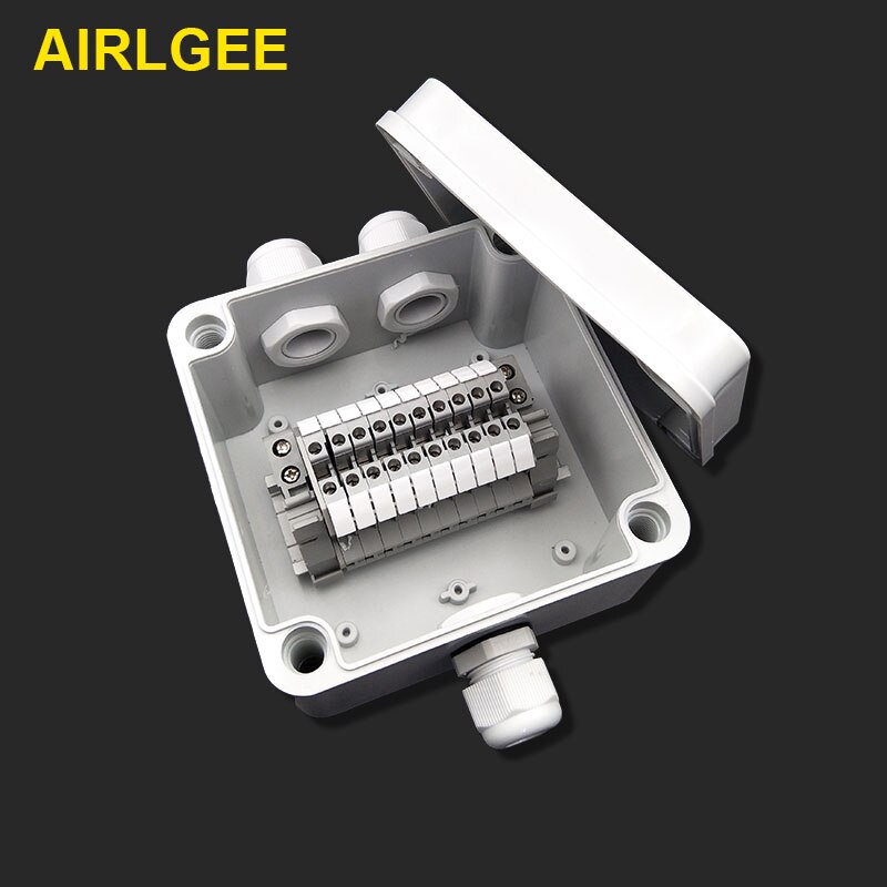 IP66 ABS Waterproof Electronics Junction Box 1 Inlet 2 Outlet DIY Terminals Enclosure Case Wiring Connection Box 120x120x80mm