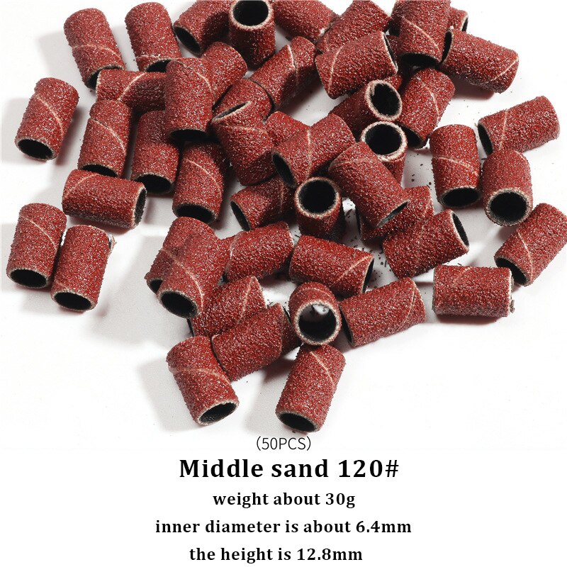 Cabezal cilíndrico para pulir uñas, pulir ruedas, pulir, especial, anillos de pulido, taladro de uñas, herramienta de manicura, 80 #120 #180 #50/100 paquete: 50pcs120
