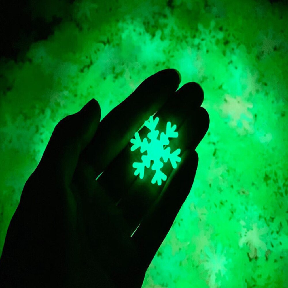 50 stk 3d lysende snefnug vægmærkater fluorescerende glød i mørket mærkat til børn baby værelser jul klistermærker boligindretning