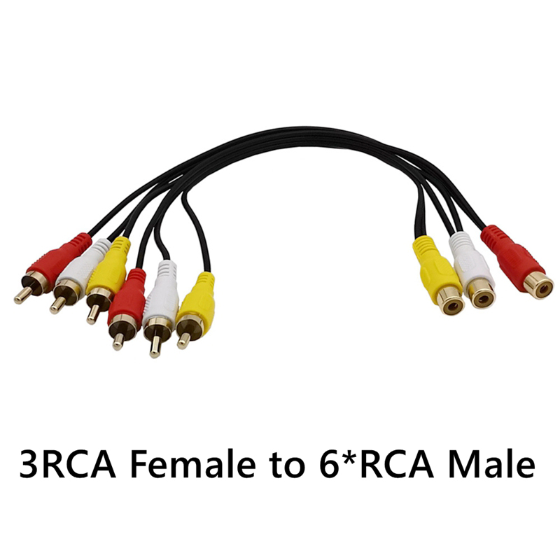 Audio Video Av Adapter Kabel Voor Tv Dvd Speler Video Splitter HD-TV Rca Kabel 3 Rca Naar 6 Rca 9 Rca Mannelijke Vrouwelijke Plug Splitter: WIT / < =0.5m