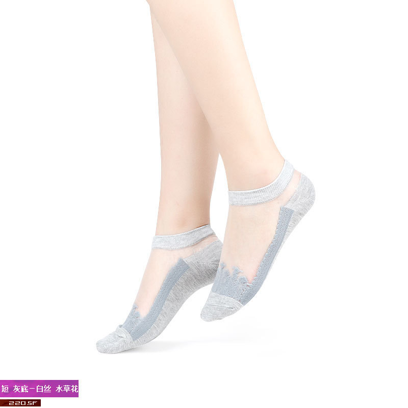 Glas kristall baumwolle boden sexy unsichtbar seide Stiefel Gittergewebe Fischnetz transparent Knöchel Netz Garn Dünne Frauen Kühlen Socken: FY08SCHSShui