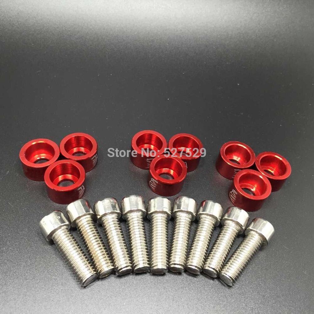 Jdm logo 9pc 8mm bouten header cup ringen billet geanodiseerd rood voor honda 93-97 del sol