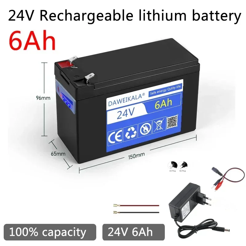 Batería de 24v, paquete de 18650, capacidad real, batería recargable de 12Ah, BMS incorporado para equipo de camping, sistema Solar: Verde