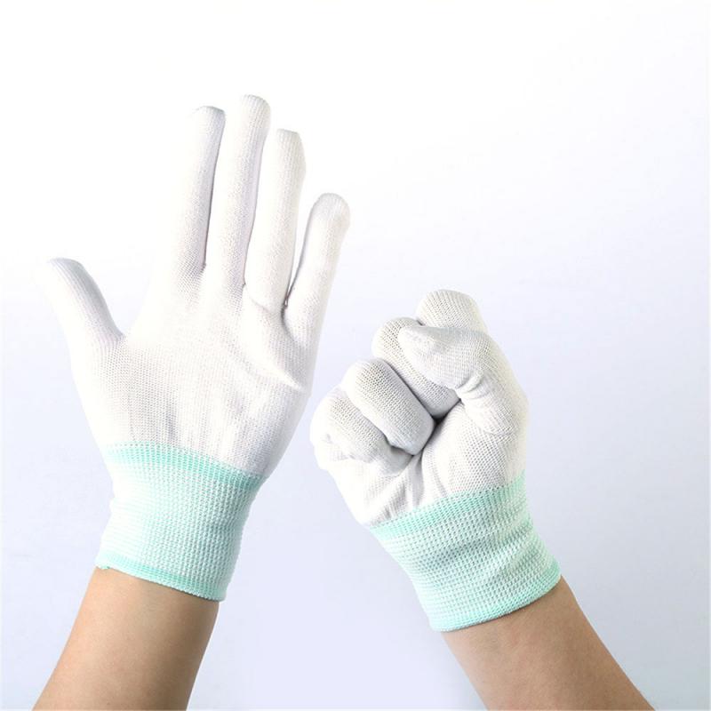 Luvas antiestáticas, 5 pares antiestática esd eletrônico de trabalho pu revestido palma do dedo pc antiderrapante para proteção do dedo