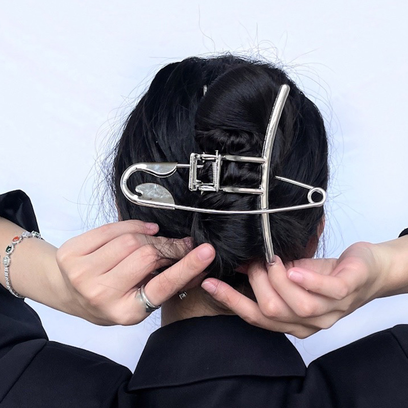 AMORCOME nowy projekt bezpieczeństwo duża metalowa szpilka spinki do włosów Barrettes dla kobiet dziewczynki akcesoria do włosów spinki do włosów spinki do włosów nakrycia głowy