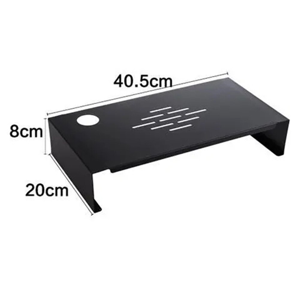 Computer Monitor Stand Riser Desk Laptop Organizer with Pen Panel Grooves and Cable Storage Hole for Home Office: Large Black