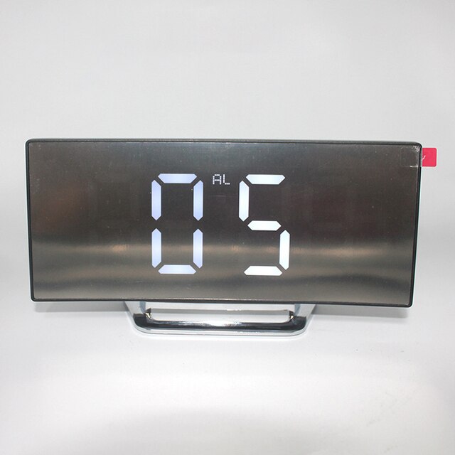 Elektronische Wekker Digitale Led Grote Display Mirrornoiseless Multifunctionele Usb Bureauklok Tafel Horloge Decor: White