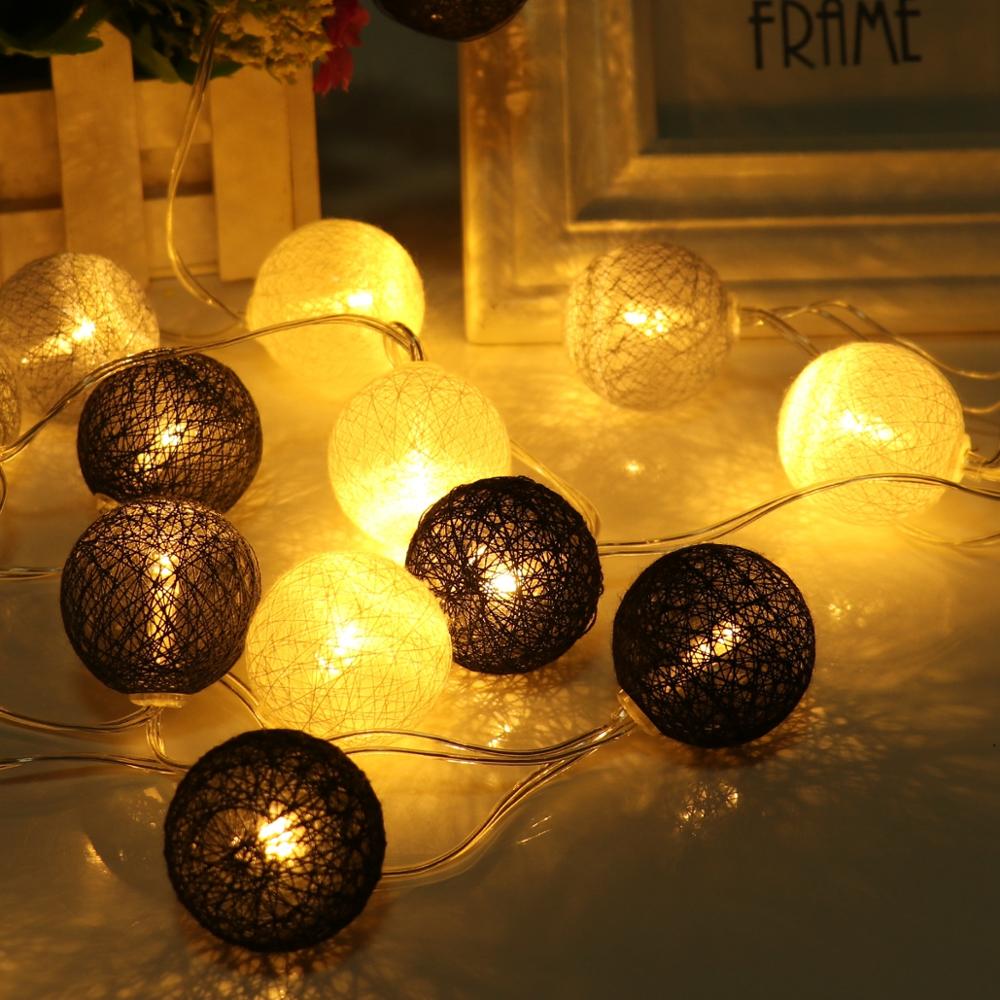 Linterna de hilo de algodón con 20 luces Led, 2M, lámpara de papel, Mini bola, decoración de , Festival, de Pascua