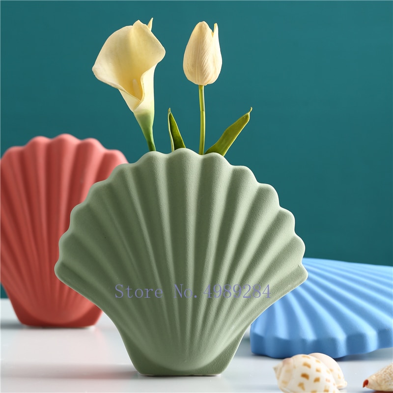 Nordic ceramics vase shell Simulated animal Modern home decorations Flower arrangement Crafts ornaments wedding vases