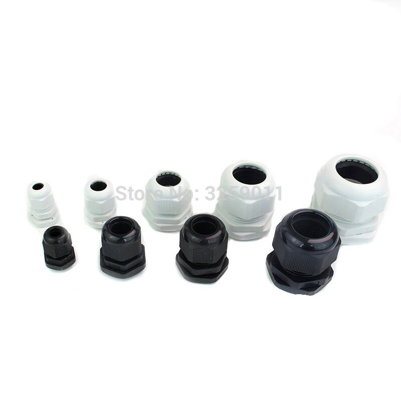 40 STKS Wartel Nylon Plastic Waterdichte Verstelbare Kabel Connectors Wartel Gewrichten Met Pakkingen PG7 PG9 PG11 PG16 PG13.5