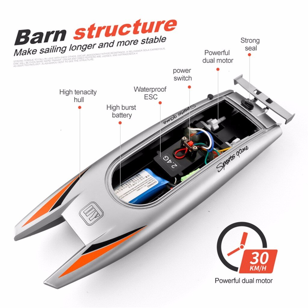 2.4g Radio Rc Boats 25km/h High Speed Rc Racing Boat 7.4v Capacity Battery Remote Control Boats Dual Motor For Kids Adult