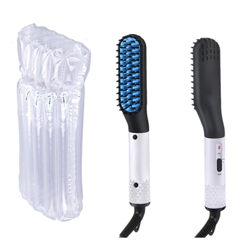 Lisseur à barbe pour hommes, peigne en céramique, brosse à lisser les cheveux, outil multifonctionnel pour lisser les cheveux, coiffeurs: White without box / L'UA