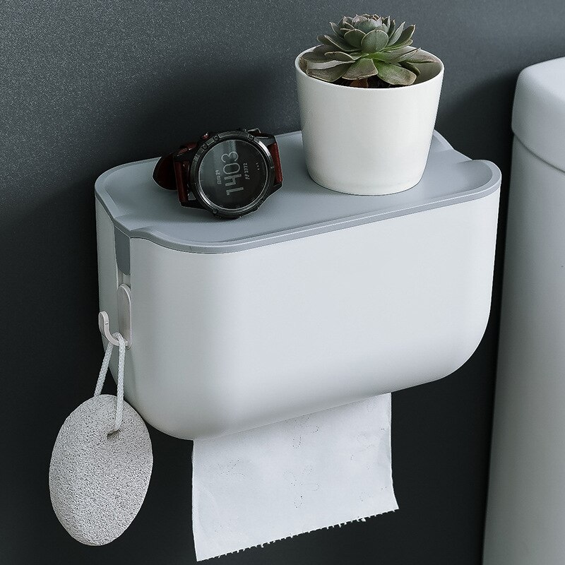 Toilet Paper Roll Holder Wall Mount Facial Tissue Storage Box,Self-Adhesive Toilet Paper Holder Bathroom Paper Holder