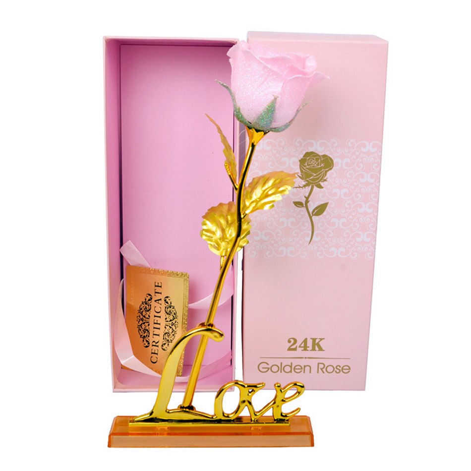 Beste Cadeau Voor Vriendin Golden Rose Bruiloft Decoratie Gouden Bloem Valentijnsdag Goud Rose Gouden Bloem met Doos