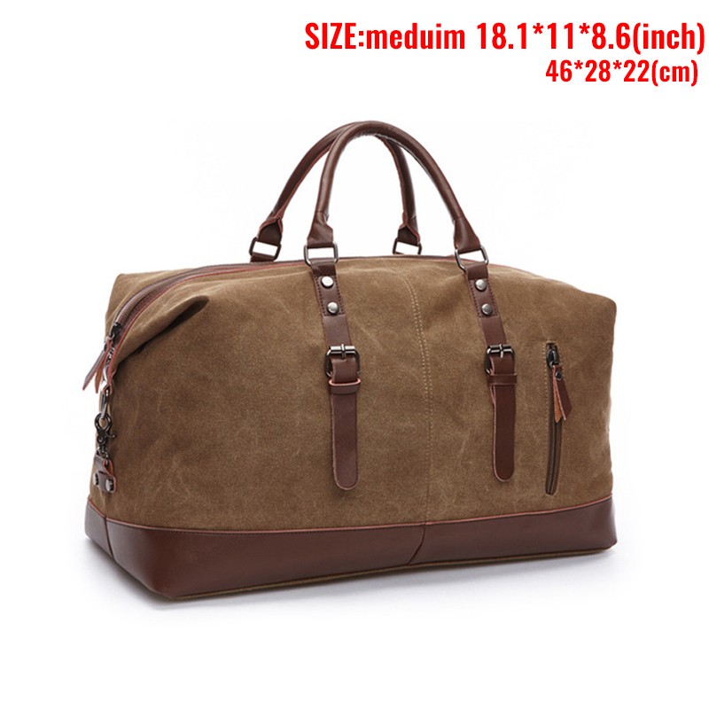 Markroyal Canvas Lederen Mannen Reistassen Handbagage Tassen Mannen Plunjezakken Handtas Reizen Tote Grote Weekend Bag Overnight: Coffee medium