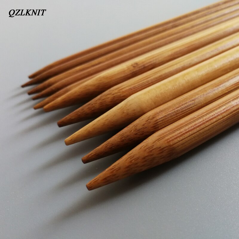 QZLKNIT, 15 tamaños, 20cm, doble punta, bambú carbonizado, agujas de tejer, suéter, guantes de tejer y calcetines, aguja artesanal suave