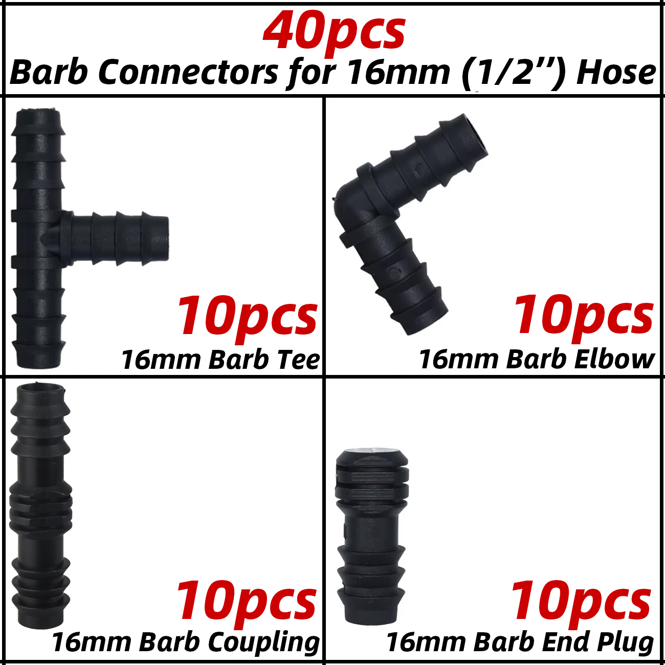 Kesla 1/2 "Druppelirrigatie Connectoren Kit Koppeling T-Elleboogplug Voor 1/2 Inch 16Mm Tubing Tuinslang Reparatie Verlenging: Blauw