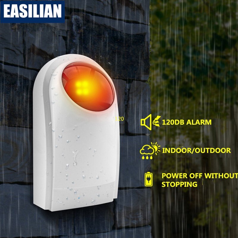 Trådløs 433 mhz strobe sirene lyd flash lys alarm 120db indendørs udendørs vandtæt til gsm wifi tuya sikkerhed alarmsystem