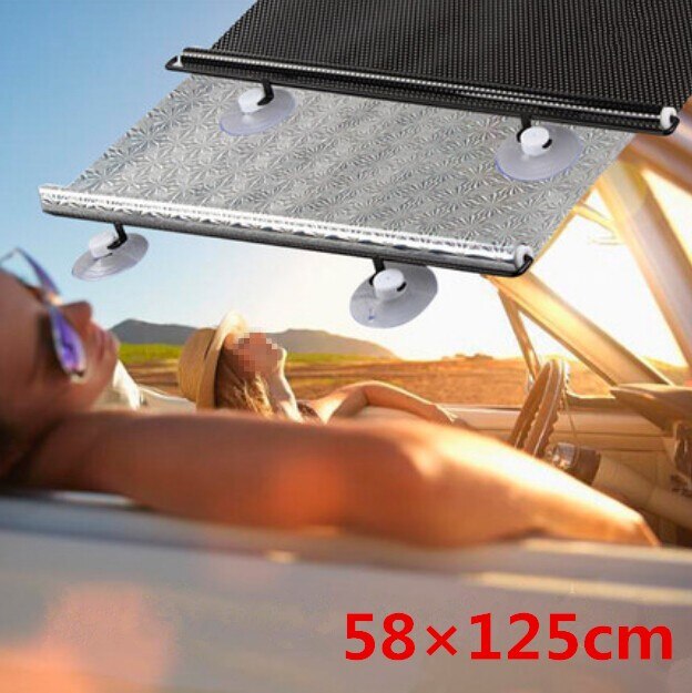 L Size Roller Blinds Auto Car Retractable Curtain Window Windshield Visor Sunshield Front Rear Side Sun Shade Shield Exterior