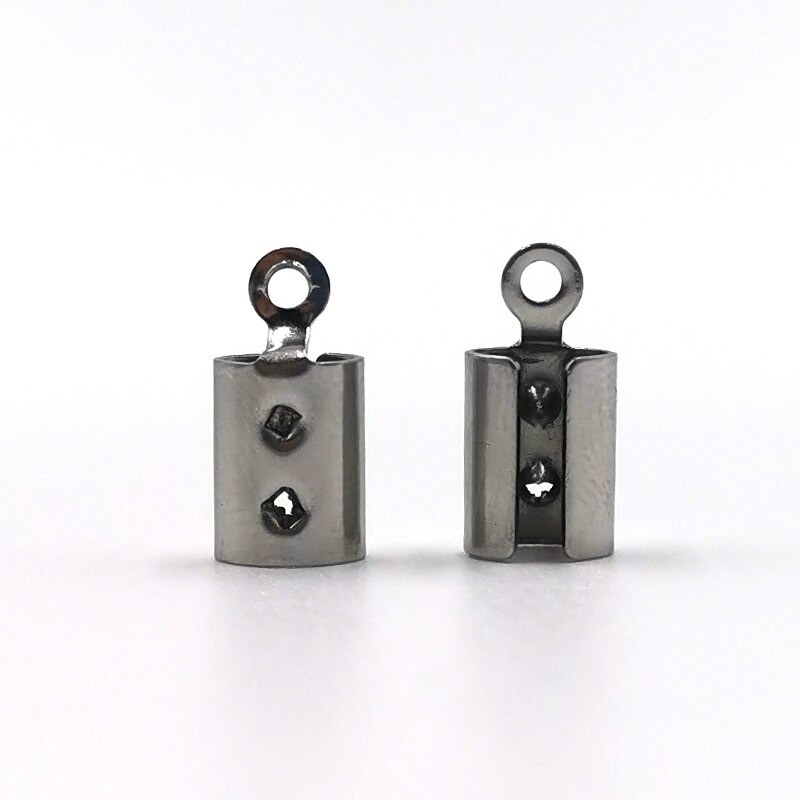 50 Stuks Lederen Armband Rvs Einde Sluitingen Caps Ketting Vouwen Crimp Cord Ends Connector Voor Sieraden Maken Accessoires