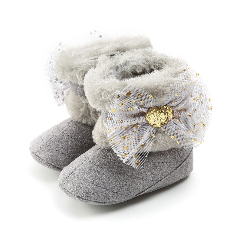 bambino Stivali Wnter Arco Più Velluto Caldo bambino Stivali Moda Stivali Morbidi per Bambini Della Ragazza w: Grigio scuro / 2