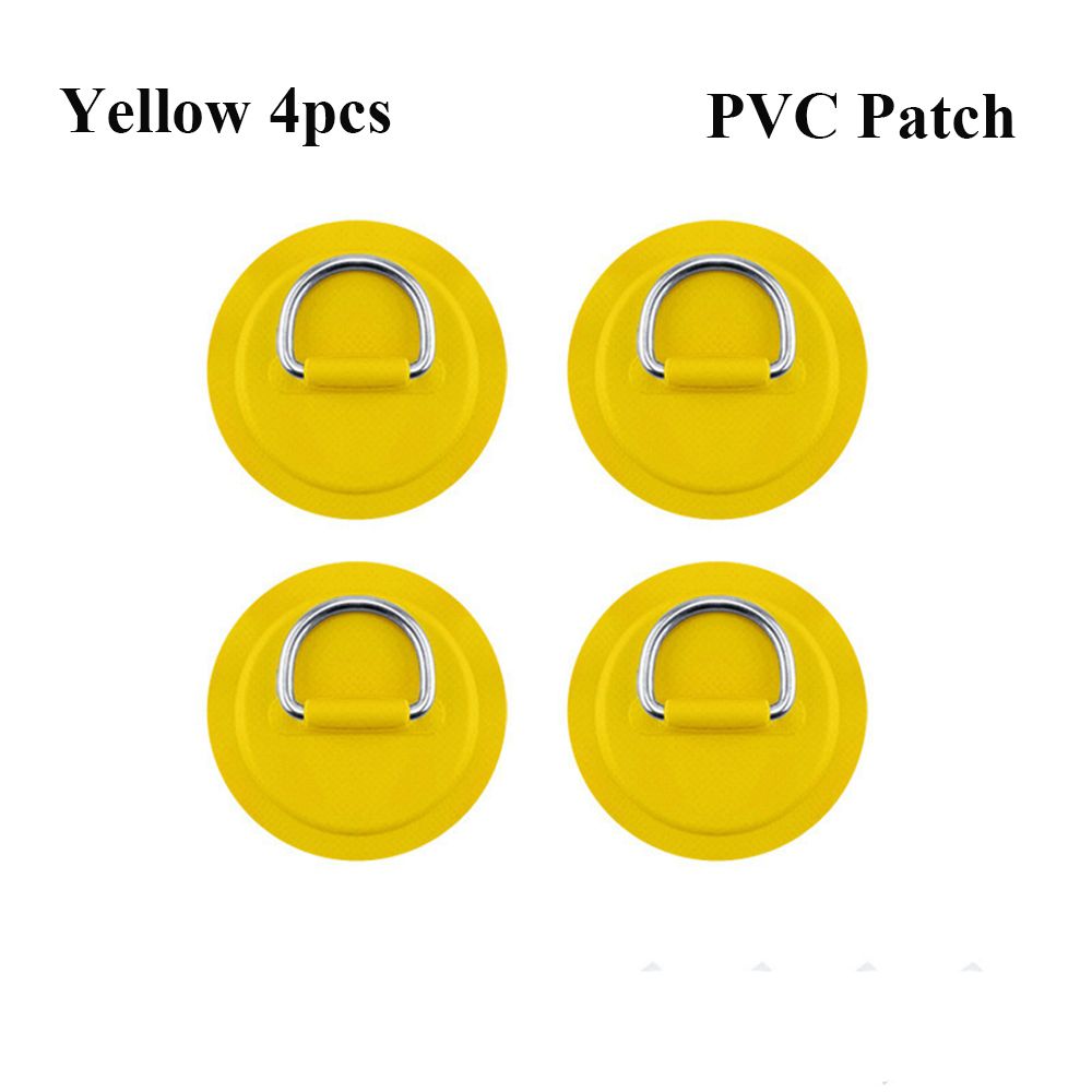 1/4Pcs Surfboard Dinghy Boat PVC Patch With Stainless Steel D Ring Deck Rigging Sup Round Ring Pad 5M Elastic Bungee Rope Kit: 6-4pcs