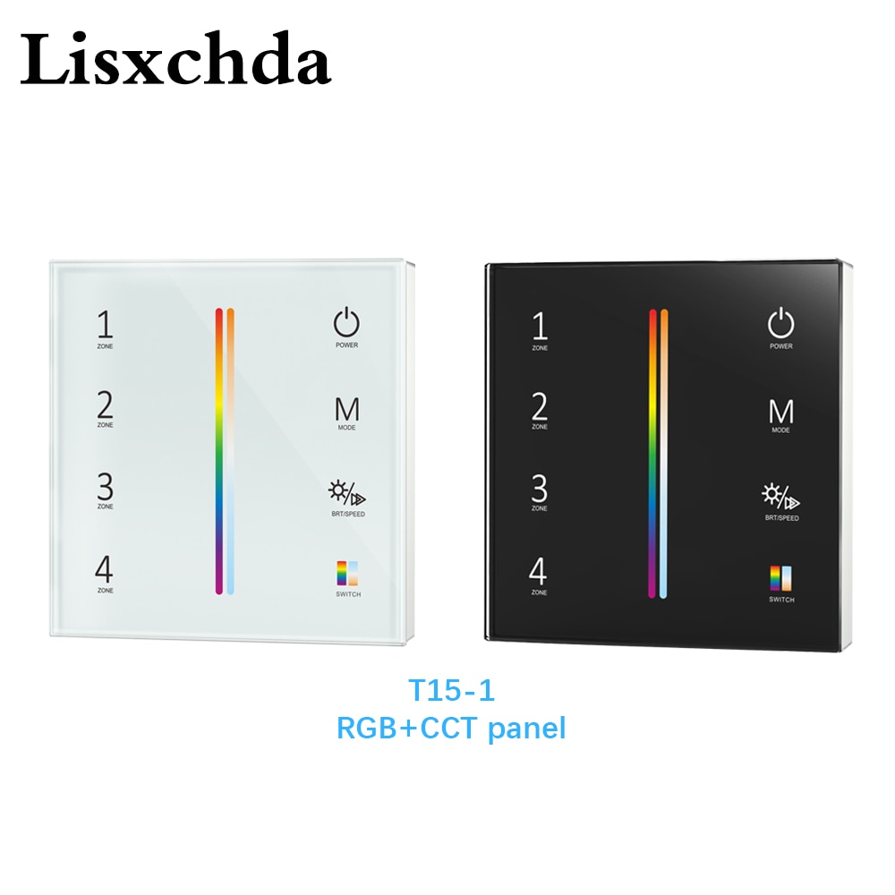 LED RGBCCT Strip Controller Wall Mount Touch Panel DMX master &amp;2.4GHz RF wireless 100V-240V 4 Zone RGBCCT led Controller