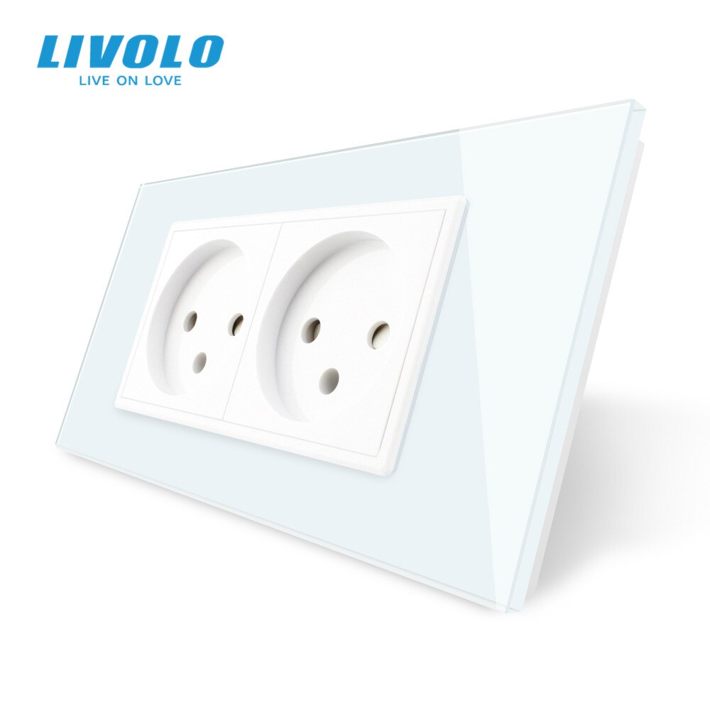 Originele livolo dubbele israëlische stopcontact , 16a gehard wit/zwart glazen paneel , ac 100 ~ 250v, siamesed, usb-stopcontact muur