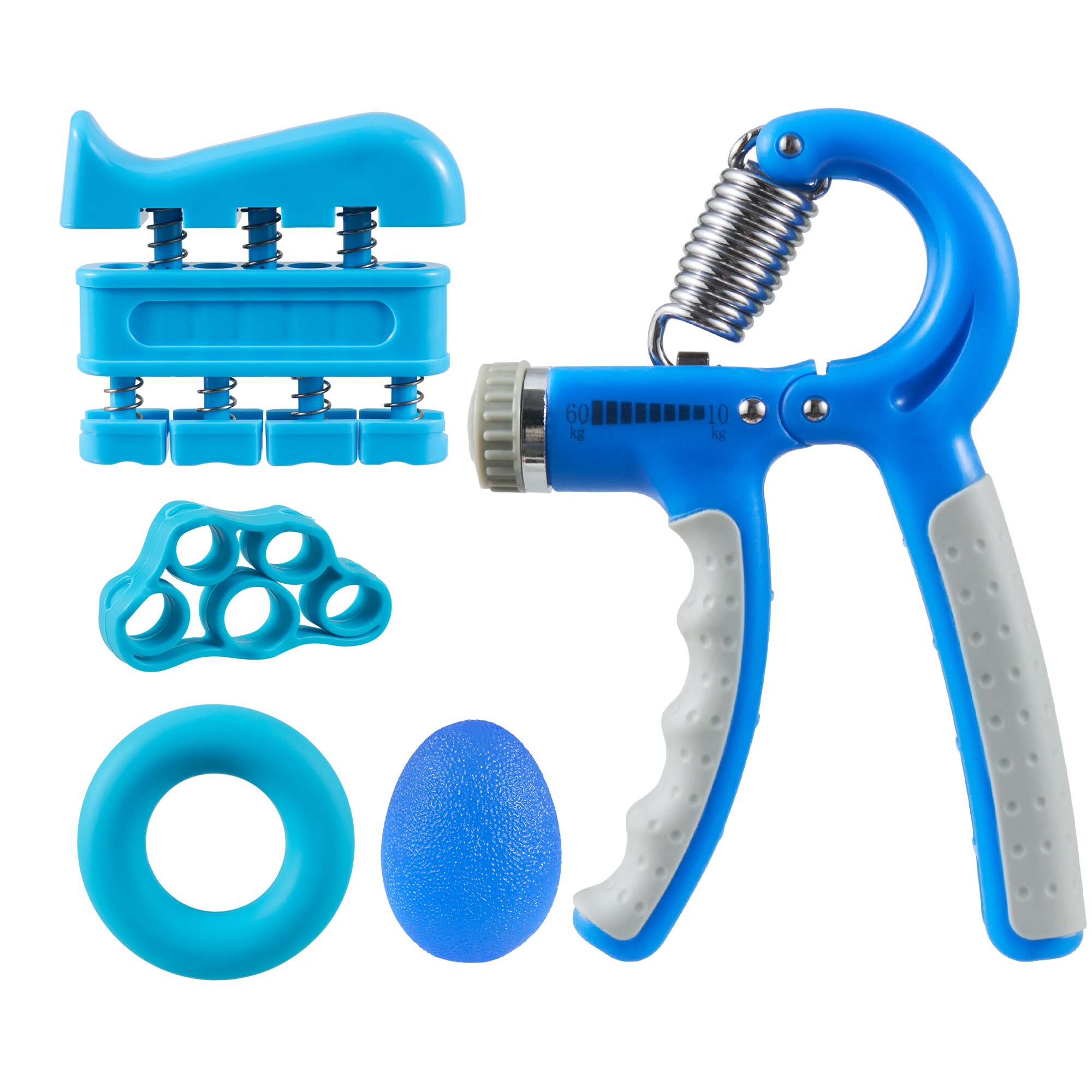 R-Shape Adjustable Hand Grip Sports Strength Countable Exercise Strengthener Gripper Spring Finger Pinch Carpal Expander: A blue 5pcs