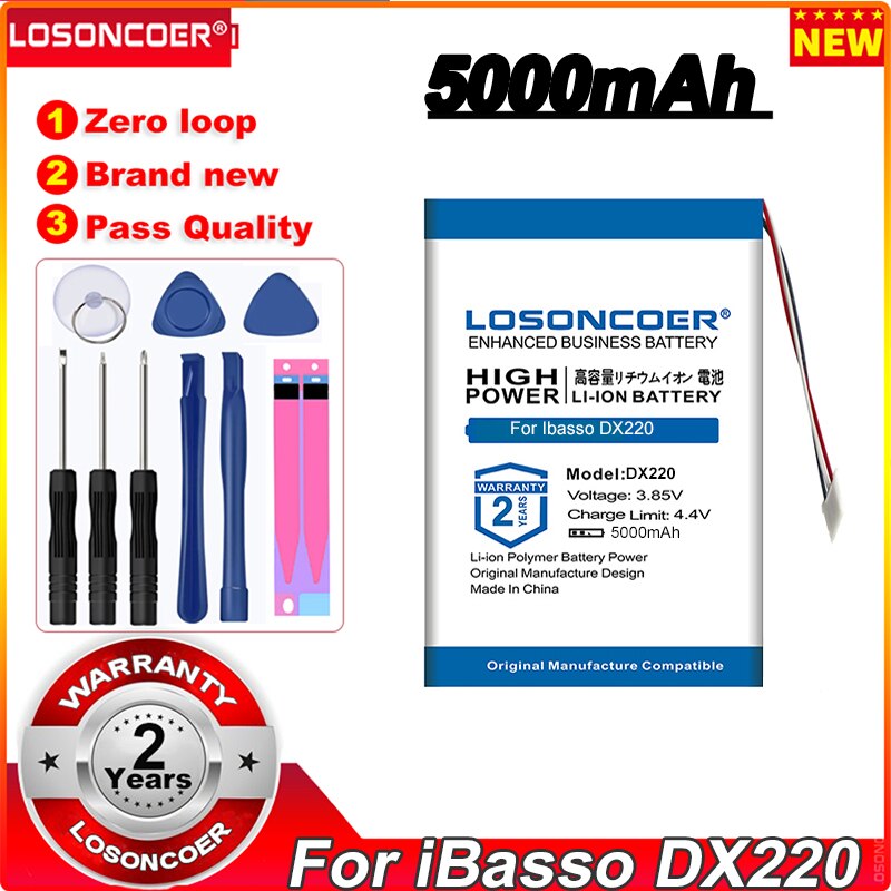 Losoncoer 5000Mah Batterij Voor Ibasso DX220 Hifi Speler Lithium Polymeer Batterij