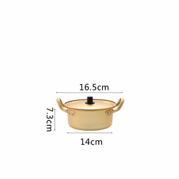Szykowne złote garnek robić zupy ze stopu aluminium nie-Stick garnek robić mleka Stockpot kuchenka sałatka miska na makaron kuchnia narzędzia kuchenne 1PC zestaw garnków: 14cm
