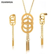 Xuanhua Bruiloft Mode Kwastje Roestvrij Stalen Sieraden Sets Voor Vrouwen Dubai Sieraden Sets Cirkel Bruiloft Sieraden Sieraden