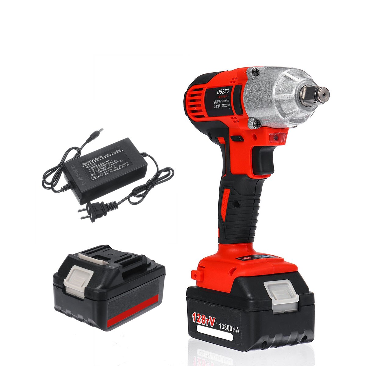 Doersupp 128VF 110-240V 13800mAh Cordless Electric Impact Wrench Electric Wrench Brush with 1x Li-ion Battery Power Tools