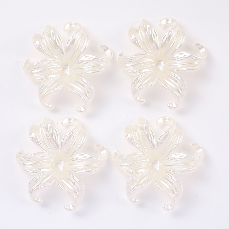 42X44Mm 20 Stuks Imitatie Parel Acryl Iris Bloemen Weven Bloemblad Bloemhouder Haar Accessoire Materiaal Oceaan Bloem Losse Kralen: Watermelon Red