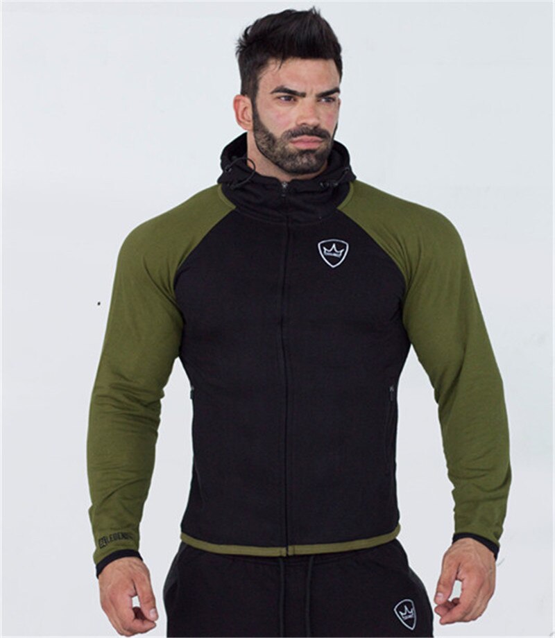 Männer Zipper Trainingsanzug Fitness Mantel Laufende Pullover Gym Training Outdoor Hoodie Weiche Pullover Spleißen Anzug Sportswear