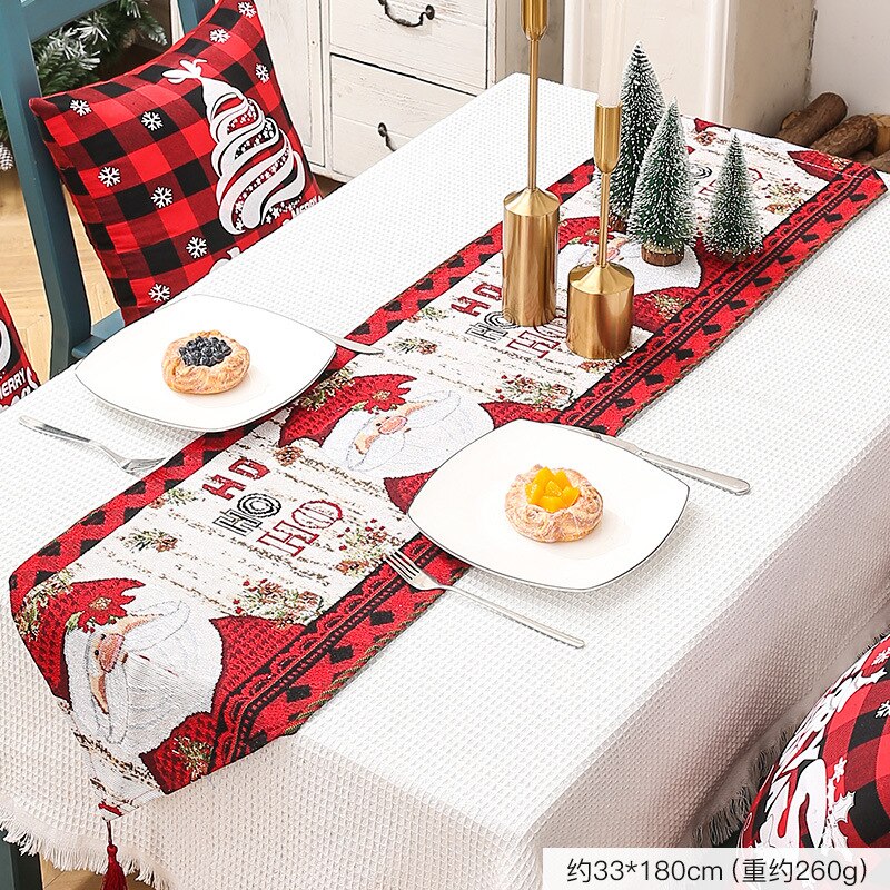 Polyester Cotton Christmas Table Runner Tablecloth Hotel Home Dining Table Dress Up Xmas Festival Party Decor Table Runners: D