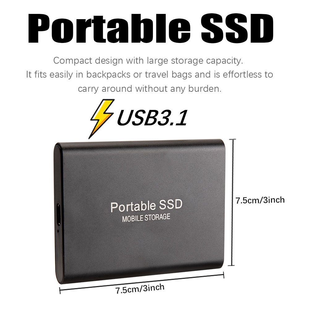 USB 3.1 portable solid-state drive 1TB external portable hard drive 2TBSSD 4TB high solid-state storage, suitable for la