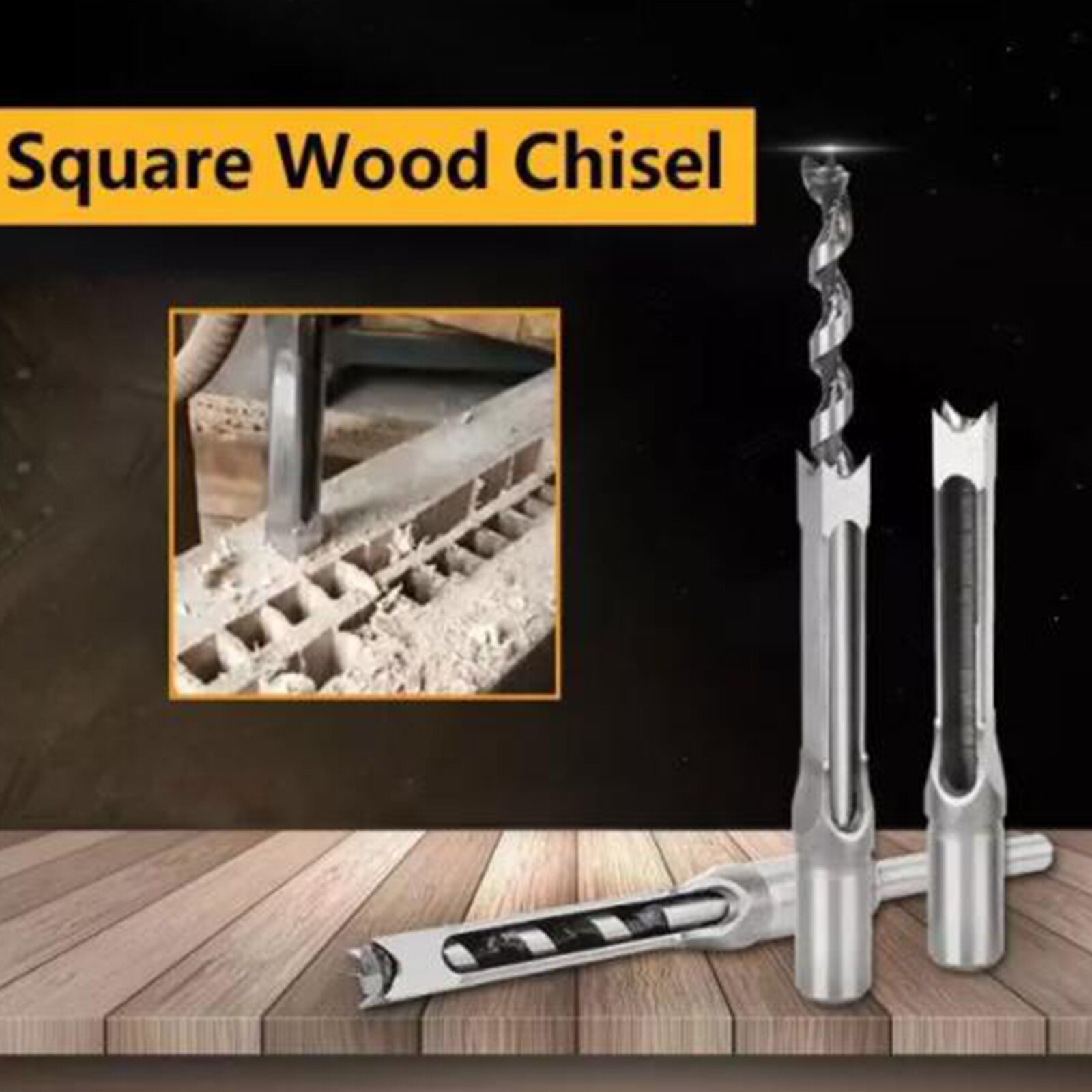 25# Woodworking Square Hole Drill High-speed Steel Hollow Square Hole Saw Mortiser Chisel Auger Drill Bit Wood Working Tool