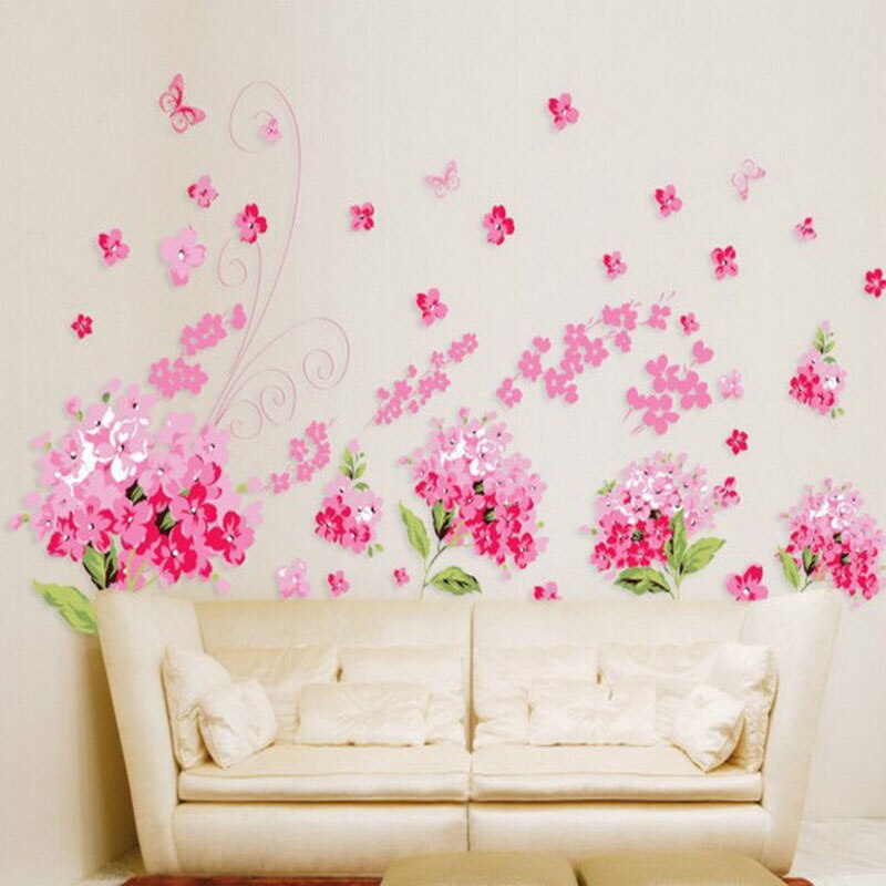 BoBin DIY Peel & Stick Wall Sticker - Chrysanthemums With Butterflies & Dragonflies, Removable Mural - View #2