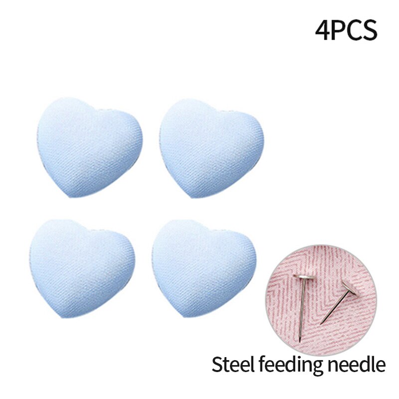 4pcs Nordic Non-slip Bed Sheet Clips Simple Heart Shape Safe One-key Unlock Quilt Blanket Clips Anti-run Quilt Fastener Holder: Blue heart