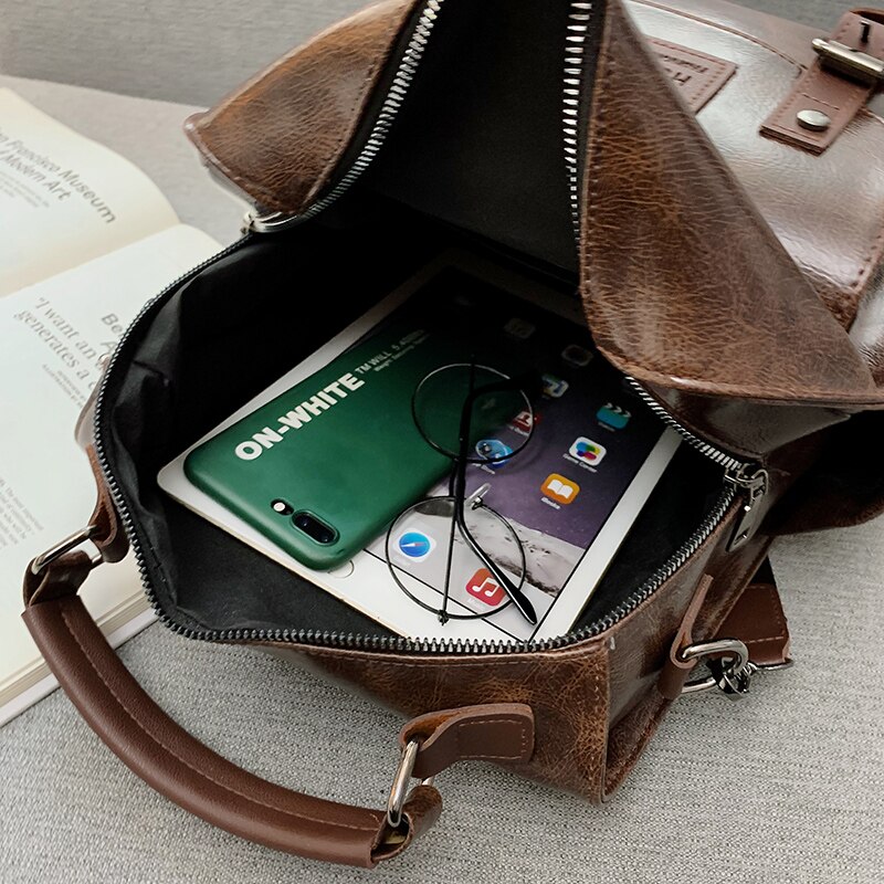 Mochila de couro feminina de alta qualidade do plutônio sacos de escola para meninas adolescentes preppy retro mochila de viagem saco a dos