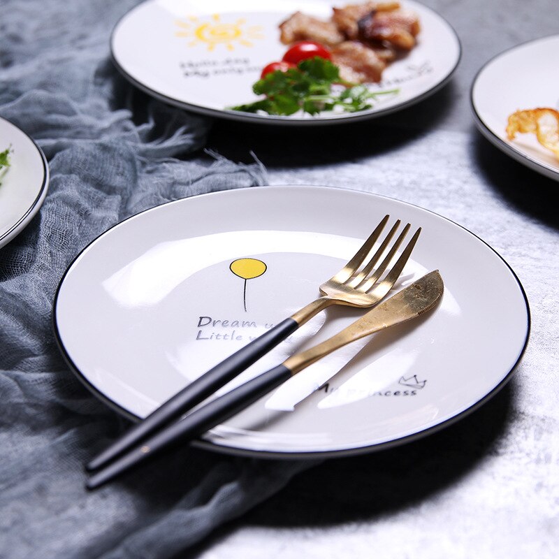 Ceramic Cactus Bread Plates Round Flamingo Western Steak Dish Heat-resistant Salad Dessert Tray Kitchen Serving Platter Dinner
