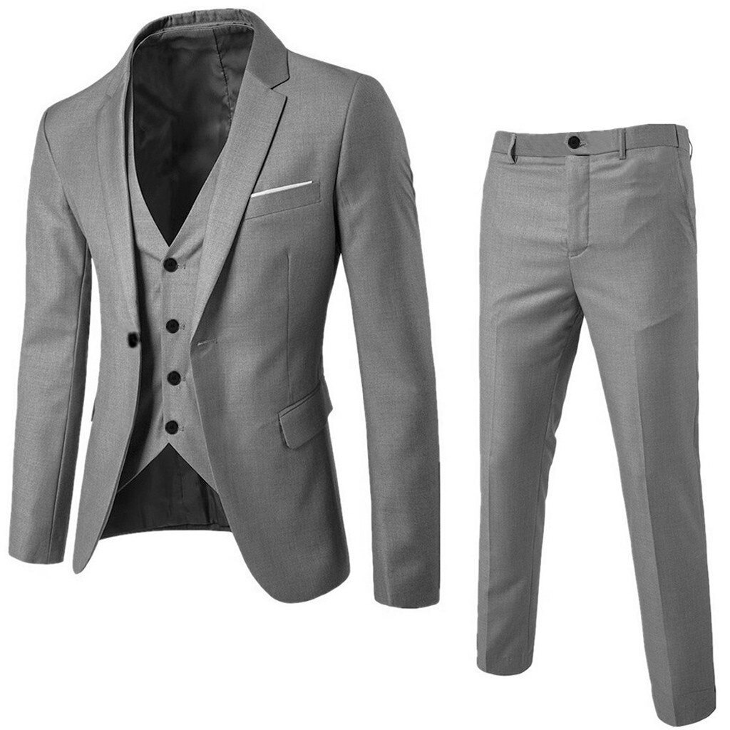 3 piezas de hombre de negocios Blazer + chaleco + pantalón conjunto de traje para hombre de oficina de trabajo Formal sólido Delgado boda conjunto Vintage clásico Blazers