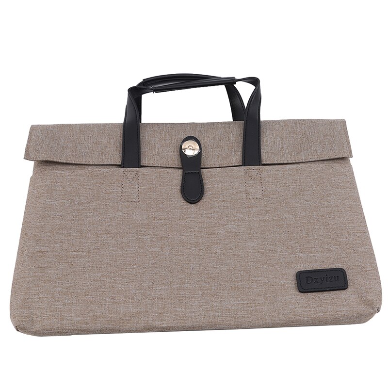 Dames heren aktetas unisex rits laptoptas multifunctionele voering tas computer handtas uittrekbare handgreep computerbehuizing: Khaki