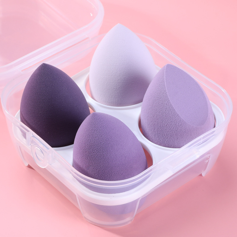 Éponge de maquillage bouffante de poudre, 4 pièces, sèche et humide, boule cosmétique de beauté, fond de teint, bouffante de poudre, coupe biseautée, outils