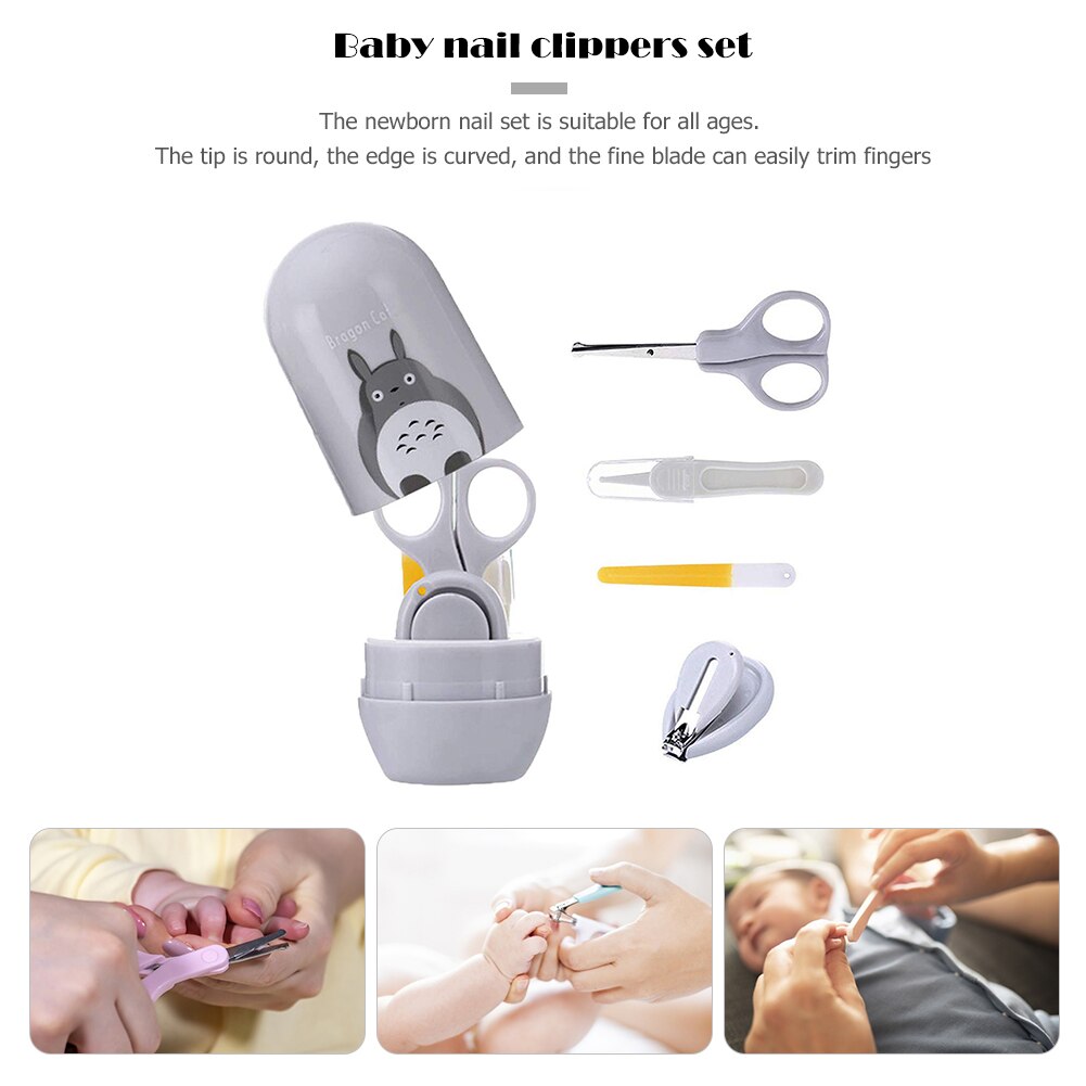 Uds viñetas de animales para cuidado de uñas, juego de cortauñas de barril de bebé, ABS, gris, Kit de seguridad para cuidado de uñas de bebé, #38