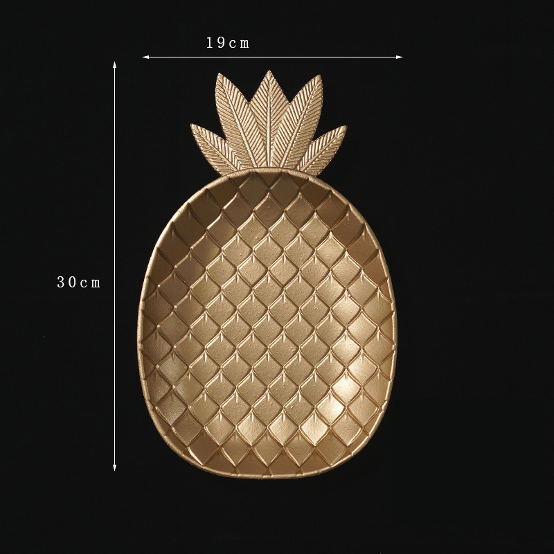 Bandeja decorativa nórdica con forma de hoja de piña dorada, bandeja para servir joyería, palé, plato para aperitivos, Decoración de mesa, organizador de almacenamiento: Pineapple